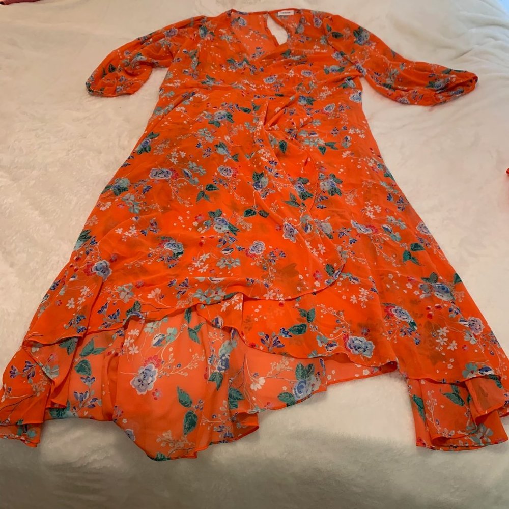 Calvin Klein Two Piece Orange Floral Dress Size 20W